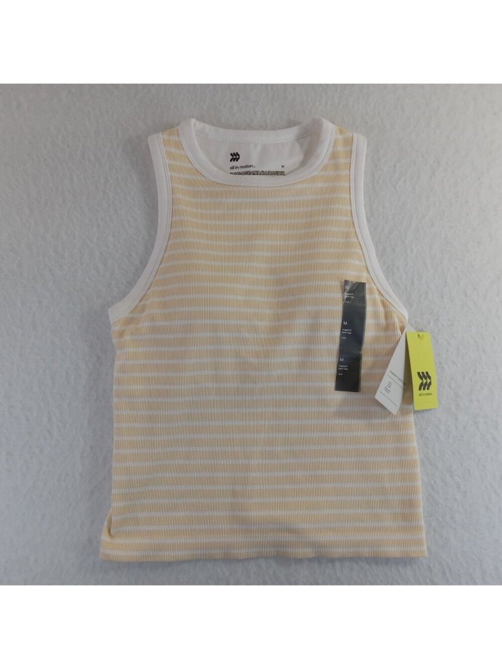All in Motion Women's Support Tank Top Medium Built-In Shelf Bra Ribbed Striped
